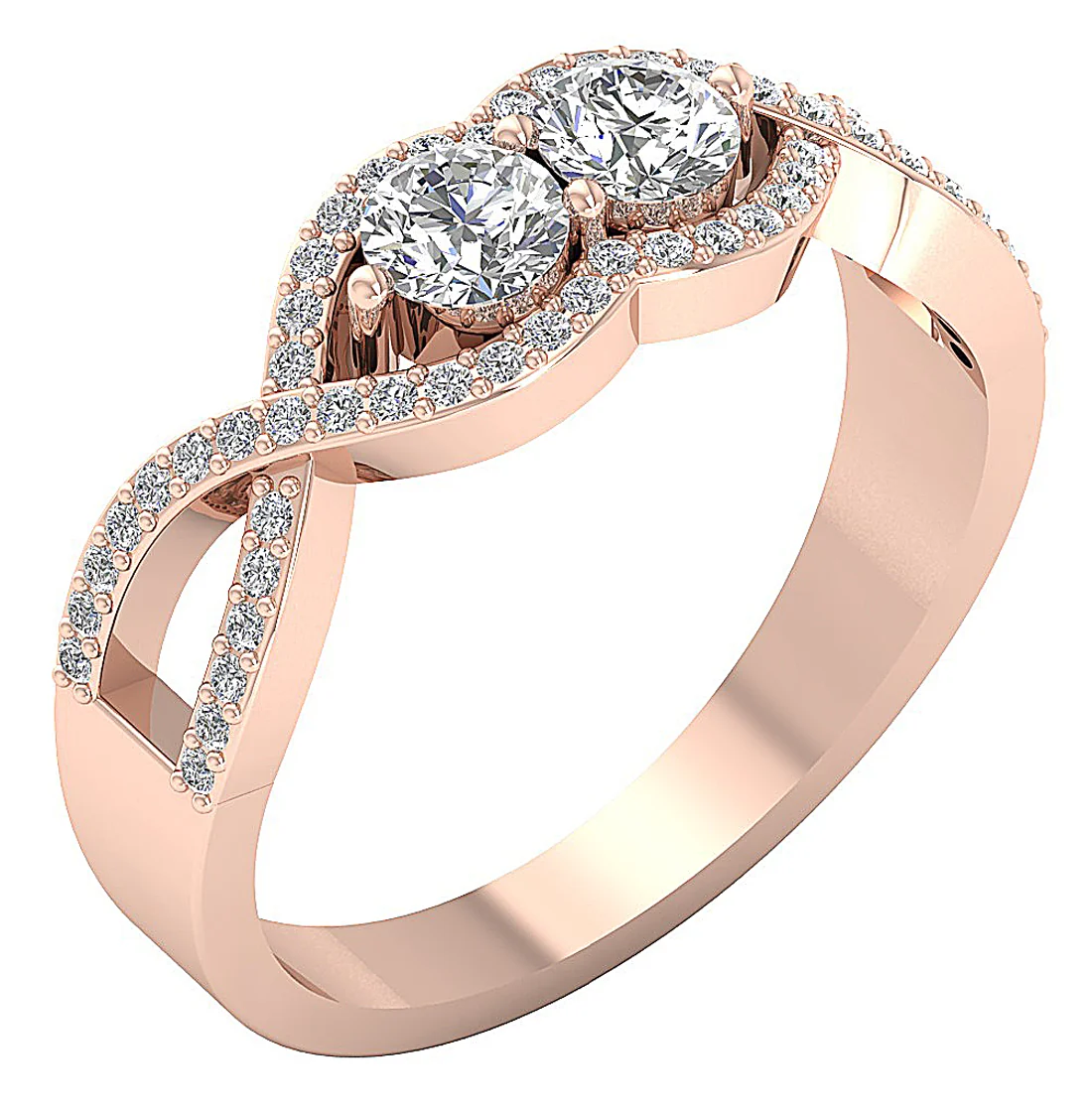The Lillian 14k Yellow Gold Forever Us 2 Stone Solitaire Engagement Ring For Her - Image 2
