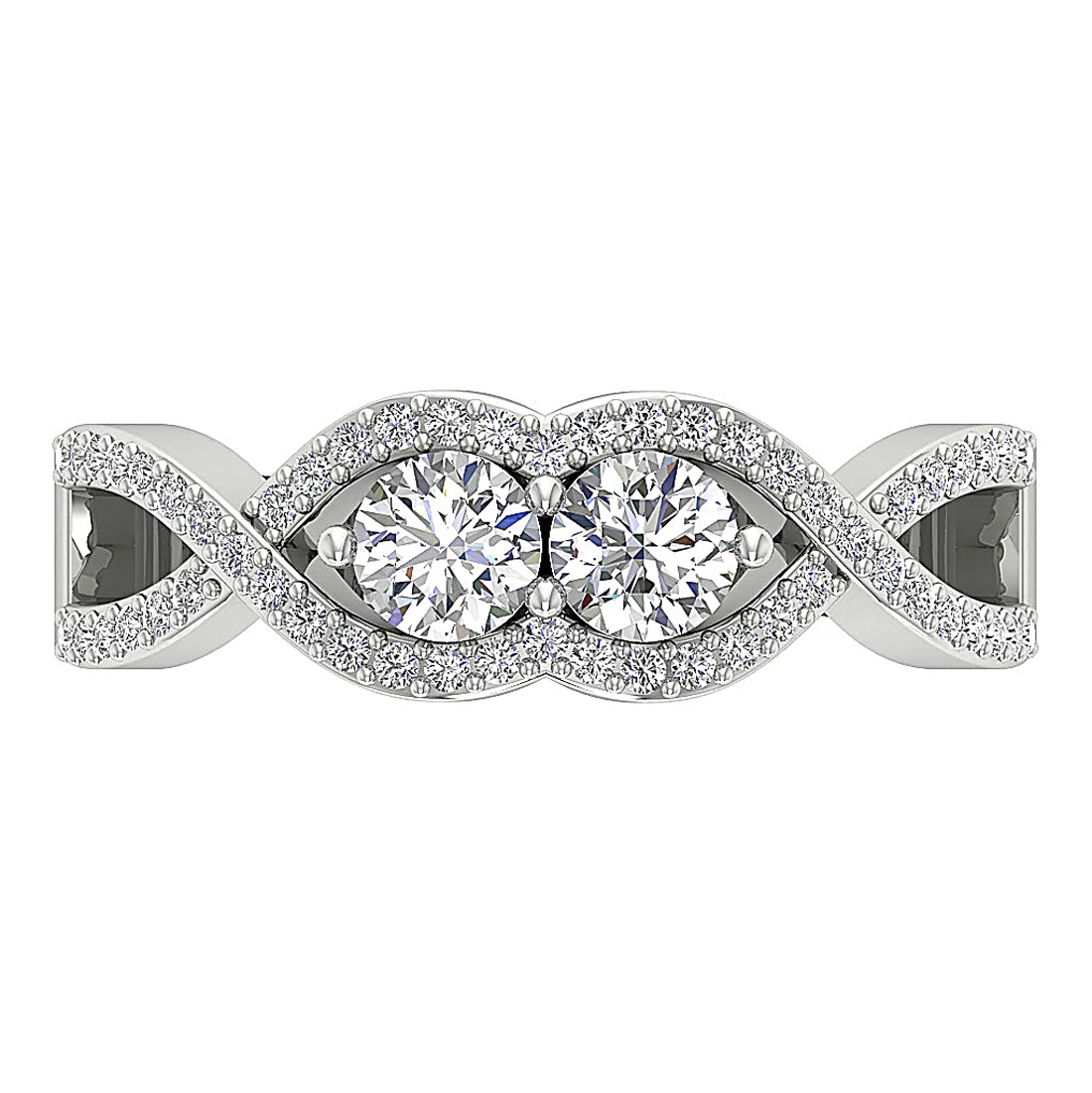 The Lillian 14k Yellow Gold Forever Us 2 Stone Solitaire Engagement Ring For Her - Image 6