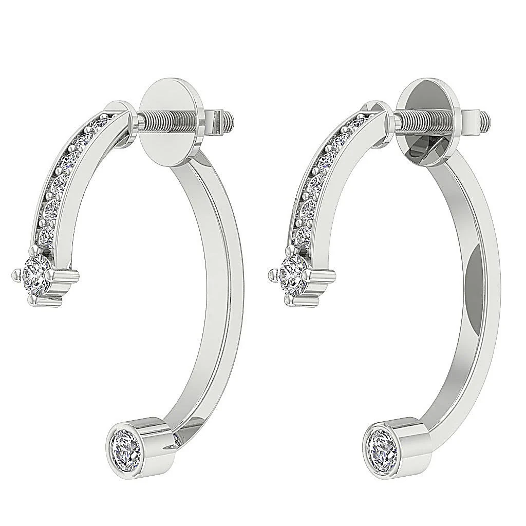The Eli Fancy Round Cut Diamond Fashion Earring For Women Yellow Gold 0.75 Inch - Image 3