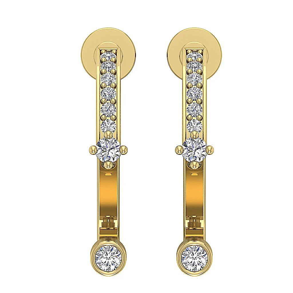 The Eli Fancy Round Cut Diamond Fashion Earring For Women Yellow Gold 0.75 Inch - Image 4