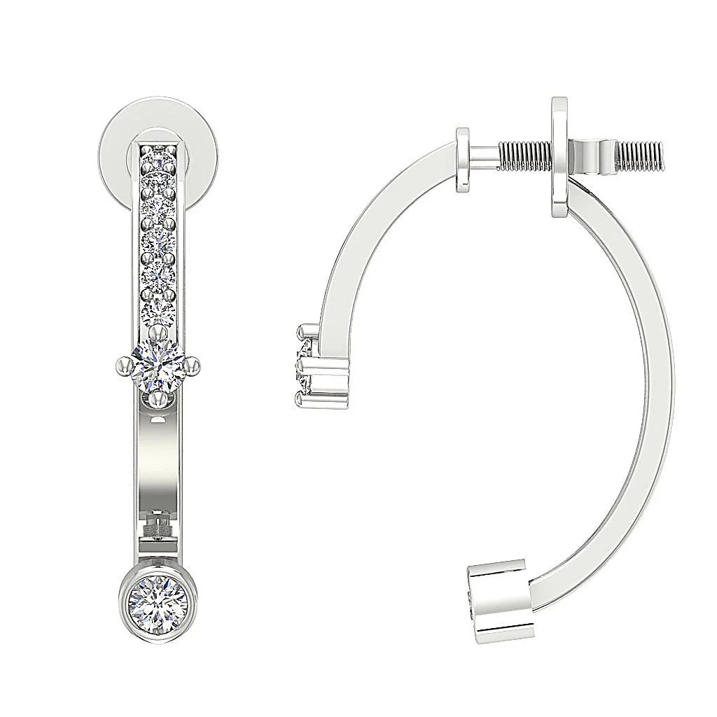 The Eli Fancy Round Cut Diamond Fashion Earring For Women Yellow Gold 0.75 Inch - Image 5