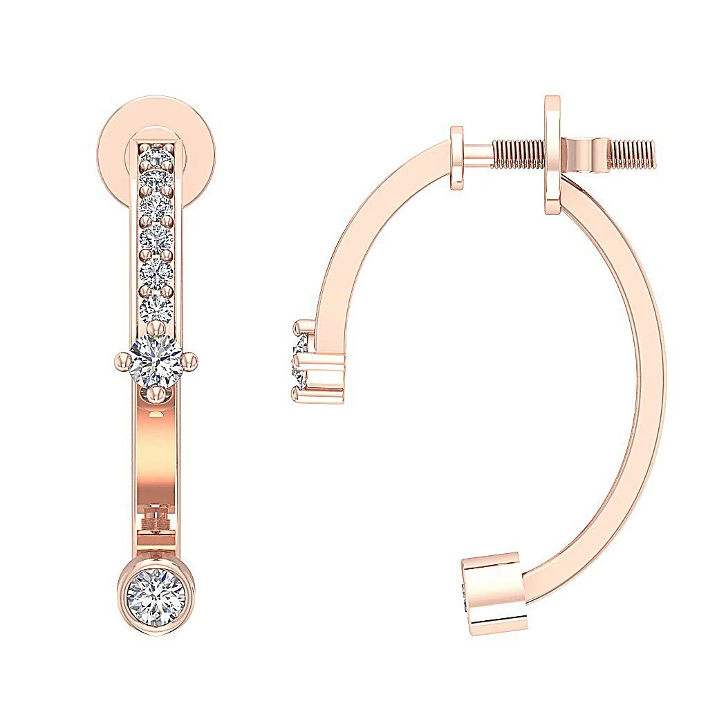 The Eli Fancy Round Cut Diamond Fashion Earring For Women Yellow Gold 0.75 Inch - Image 7