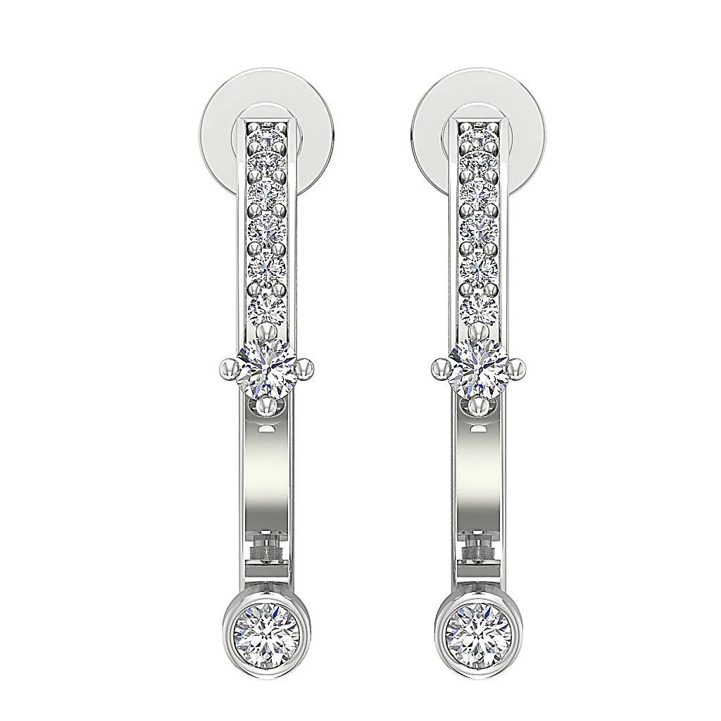 The Eli Fancy Round Cut Diamond Fashion Earring For Women Yellow Gold 0.75 Inch - Image 8