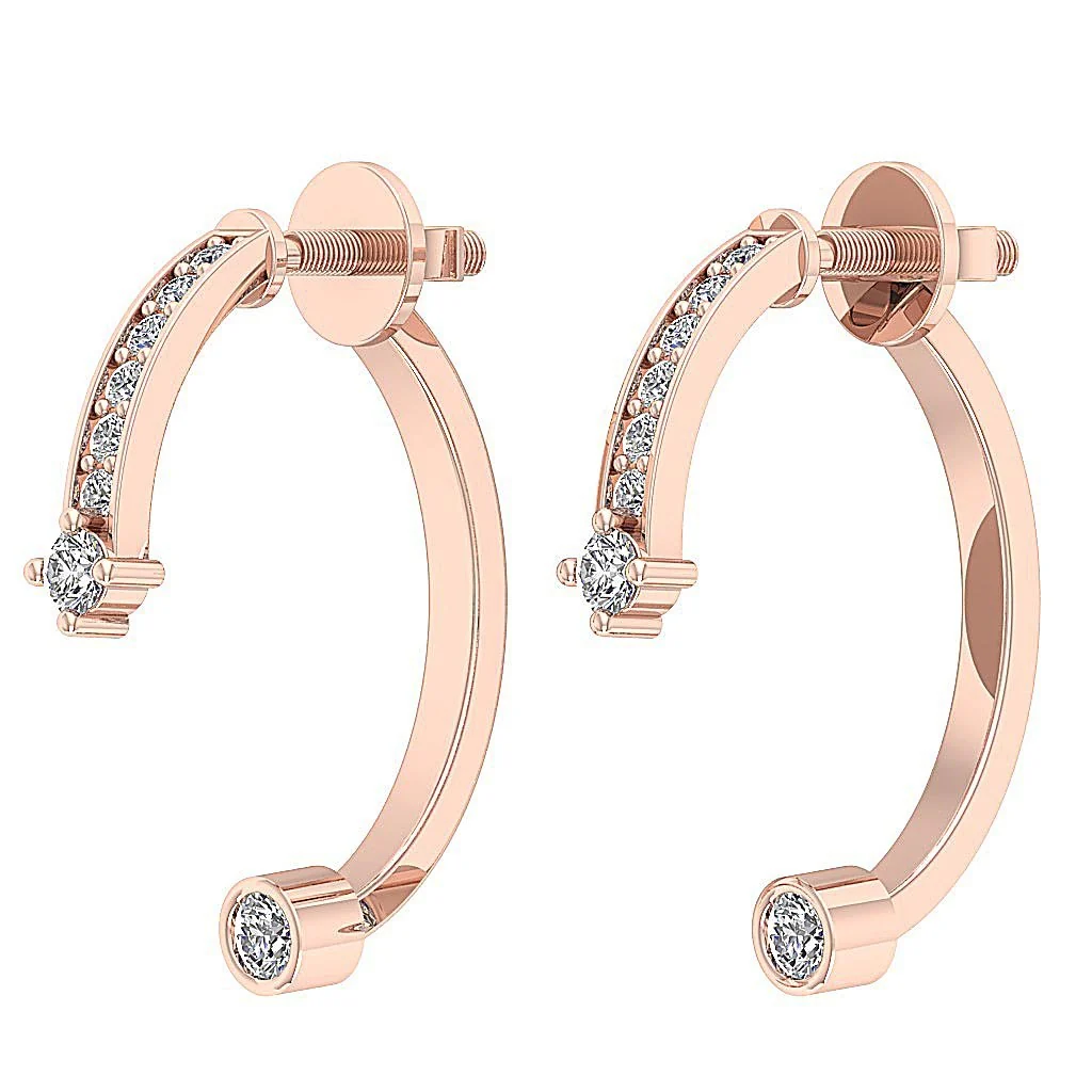 The Eli Fancy Round Cut Diamond Fashion Earring For Women Yellow Gold 0.75 Inch - Image 9