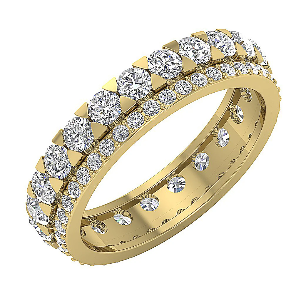 The Elian Multi-Shaped Round Diamond 14K Solid Gold Eternity Anniversary Ring Prong Set - Image 3