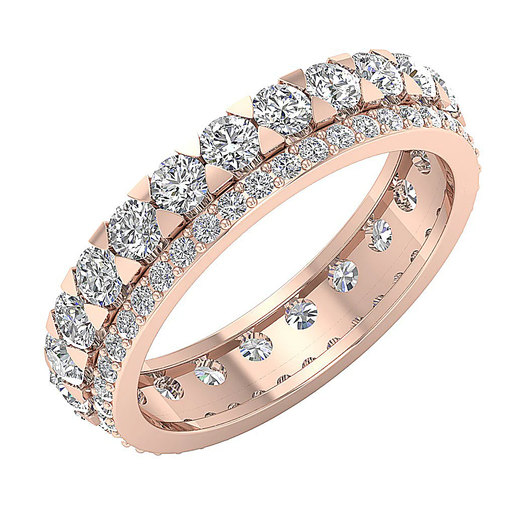 The Elian Multi-Shaped Round Diamond 14K Solid Gold Eternity Anniversary Ring Prong Set - Image 4