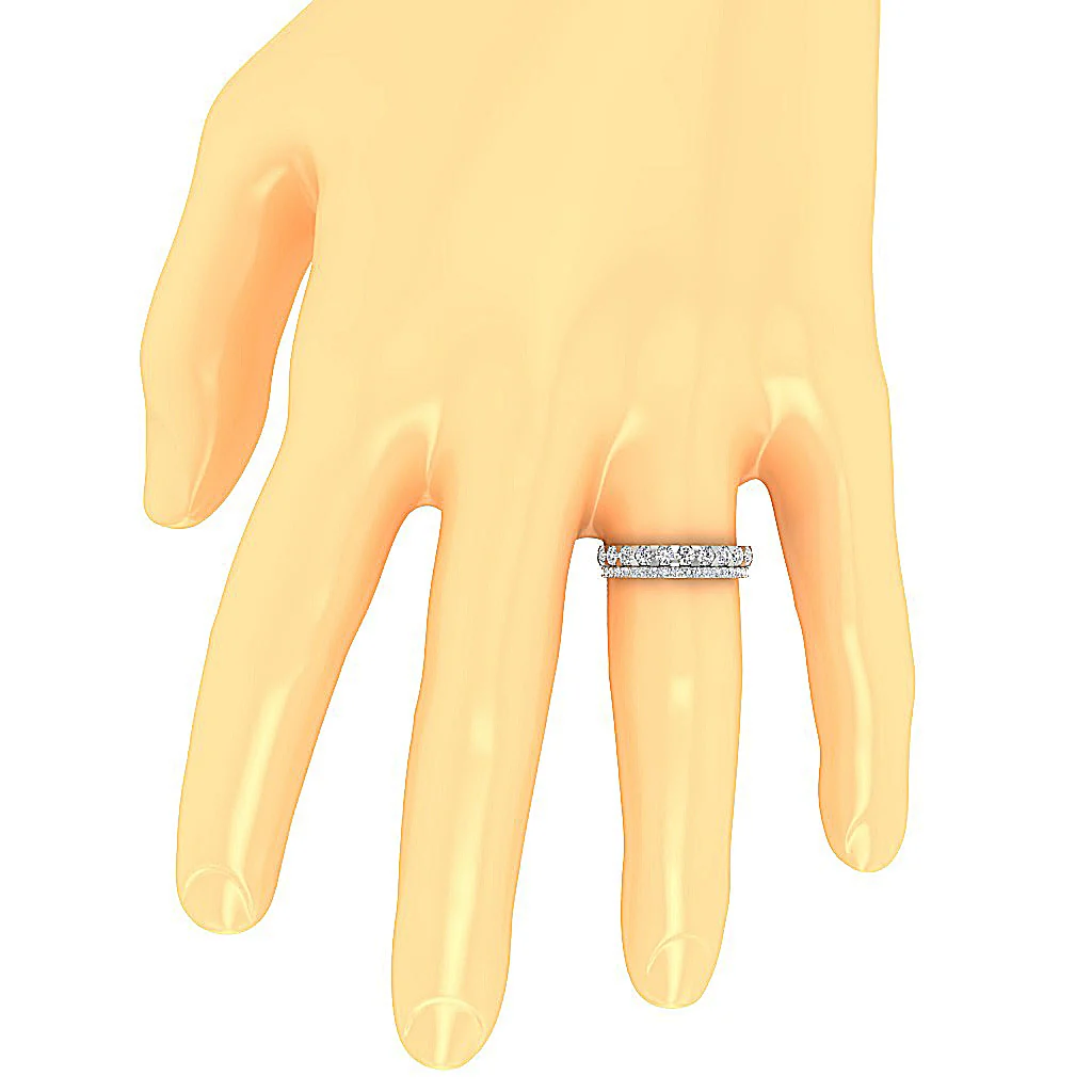 The Elian Multi-Shaped Round Diamond 14K Solid Gold Eternity Anniversary Ring Prong Set - Image 7