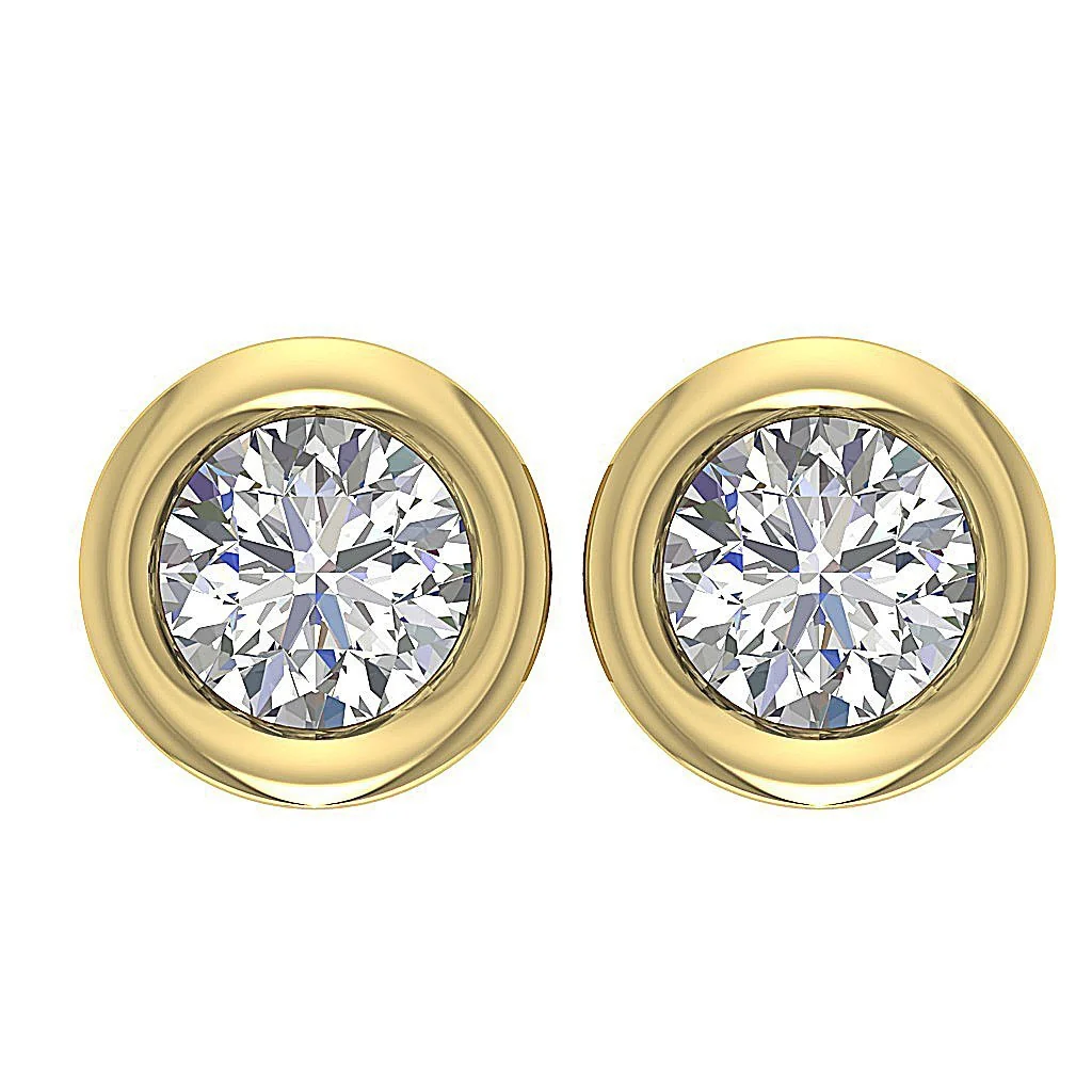I1 G 0.75Ct Solitaire Round Cut Diamond Studs Earrings Screw Back 14K Solid Yellow Gold - Image 3