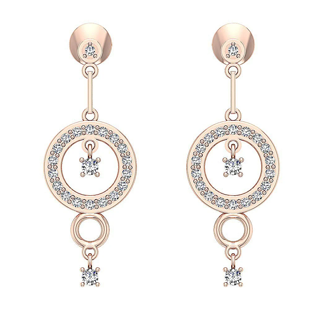 The Elijah Prong Setting Natural Diamond Screw Back Dangle Earring 14K White Gold - Image 4