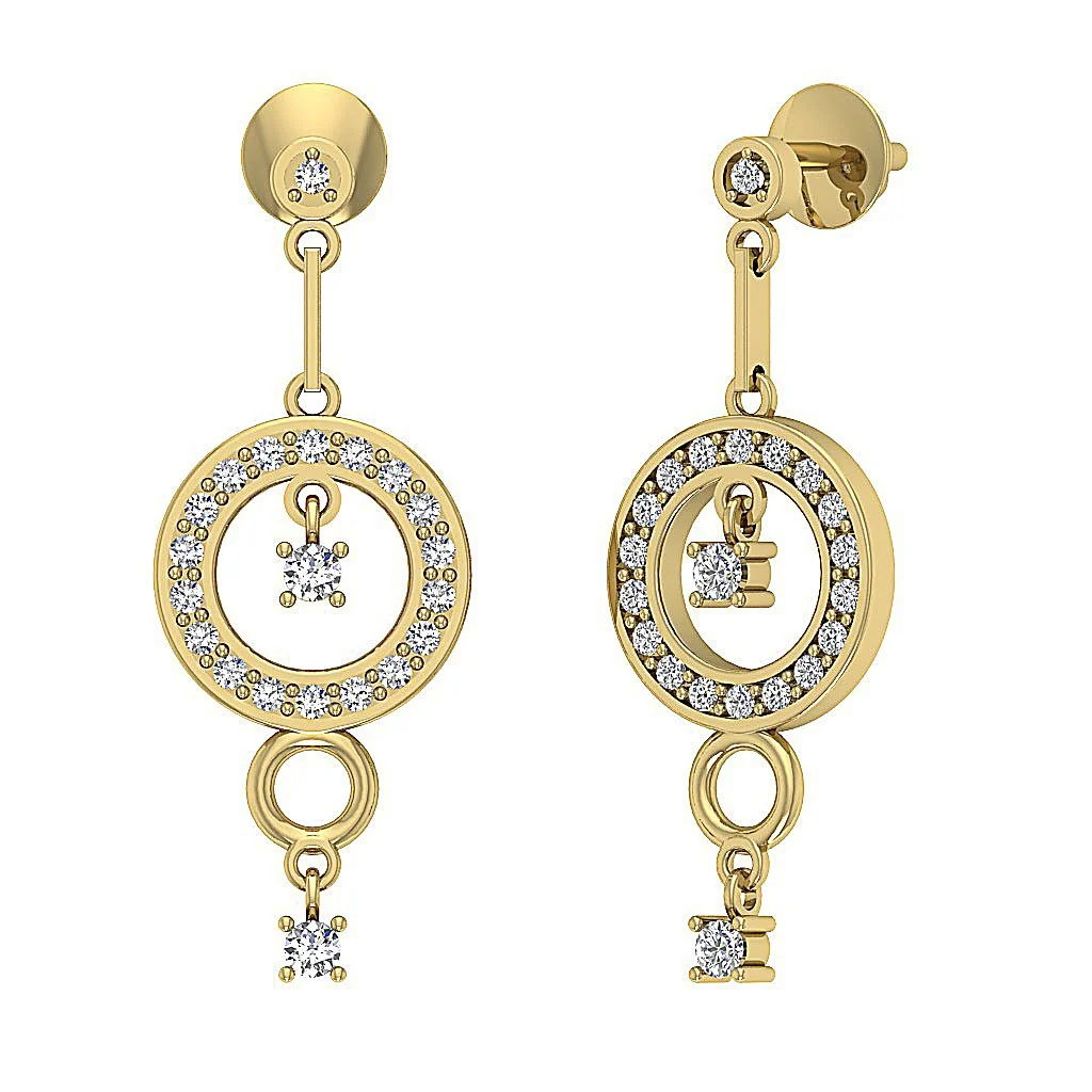 The Elijah Prong Setting Natural Diamond Screw Back Dangle Earring 14K White Gold - Image 5