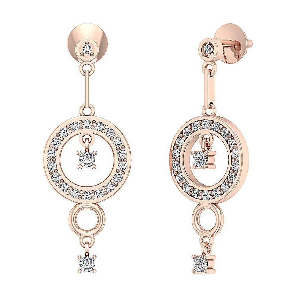 The Elijah Prong Setting Natural Diamond Screw Back Dangle Earring 14K White Gold - Image 6