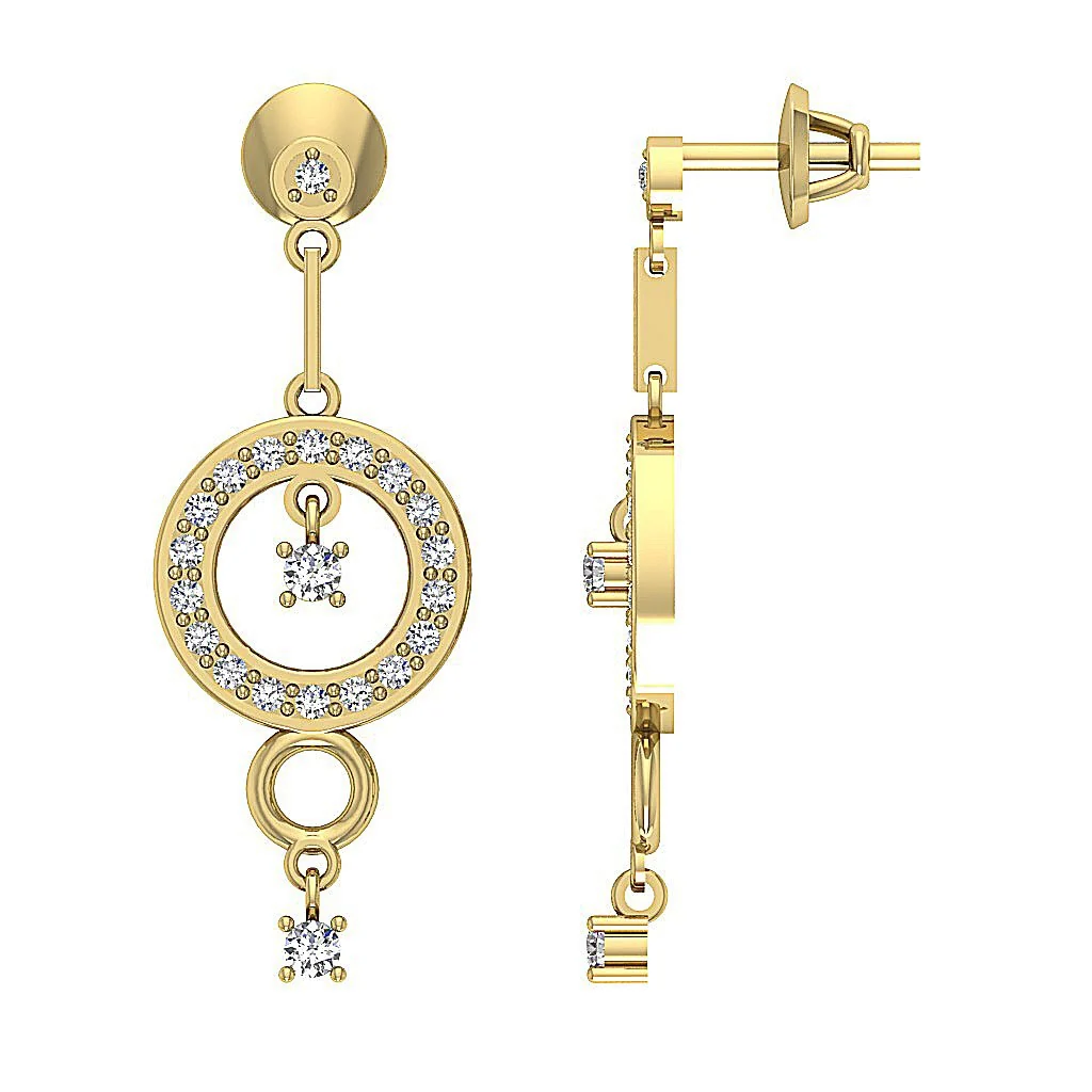 The Elijah Prong Setting Natural Diamond Screw Back Dangle Earring 14K White Gold - Image 8