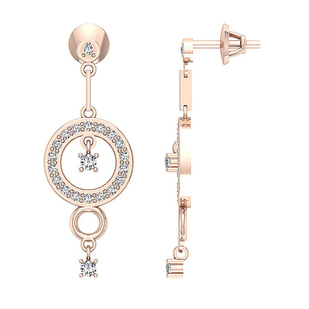 The Elijah Prong Setting Natural Diamond Screw Back Dangle Earring 14K White Gold - Image 9