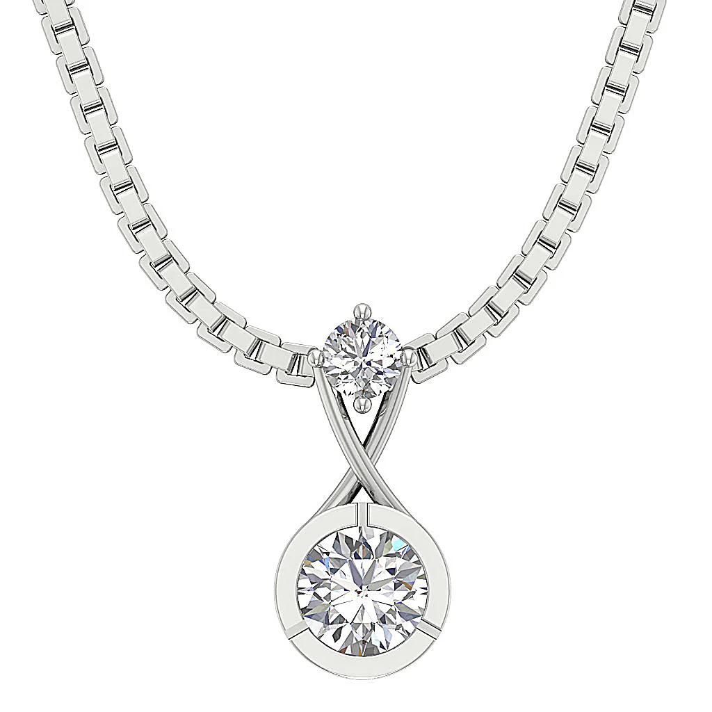 The Elijah Solitaire Round Cut Diamond Fashion Pendant 14k White Yellow Rose Gold