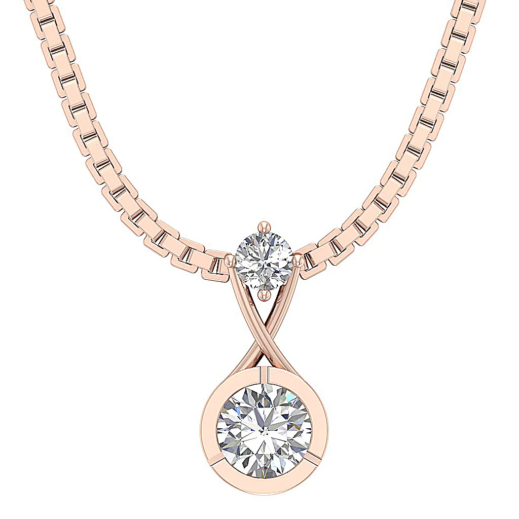 The Elijah Solitaire Round Cut Diamond Fashion Pendant 14k White Yellow Rose Gold - Image 3