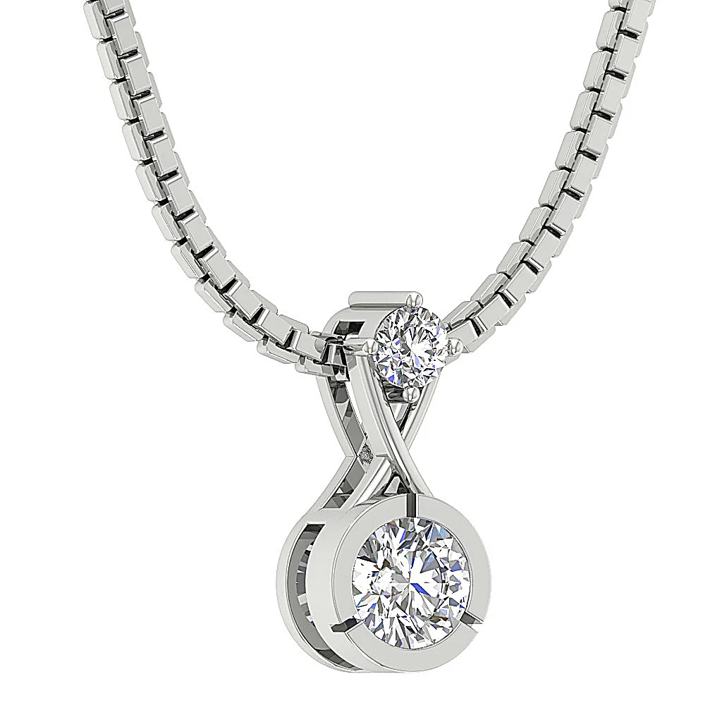 The Elijah Solitaire Round Cut Diamond Fashion Pendant 14k White Yellow Rose Gold - Image 4