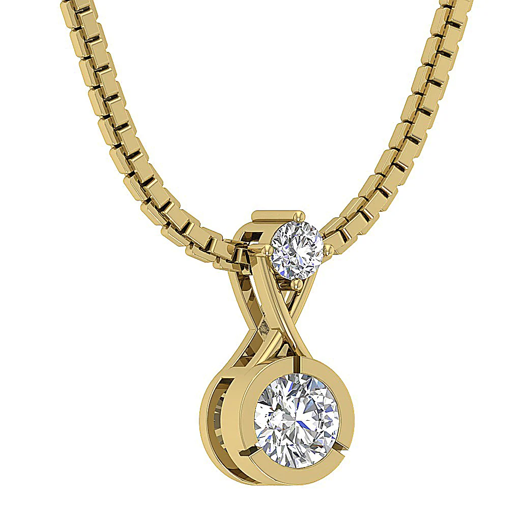 The Elijah Solitaire Round Cut Diamond Fashion Pendant 14k White Yellow Rose Gold - Image 5