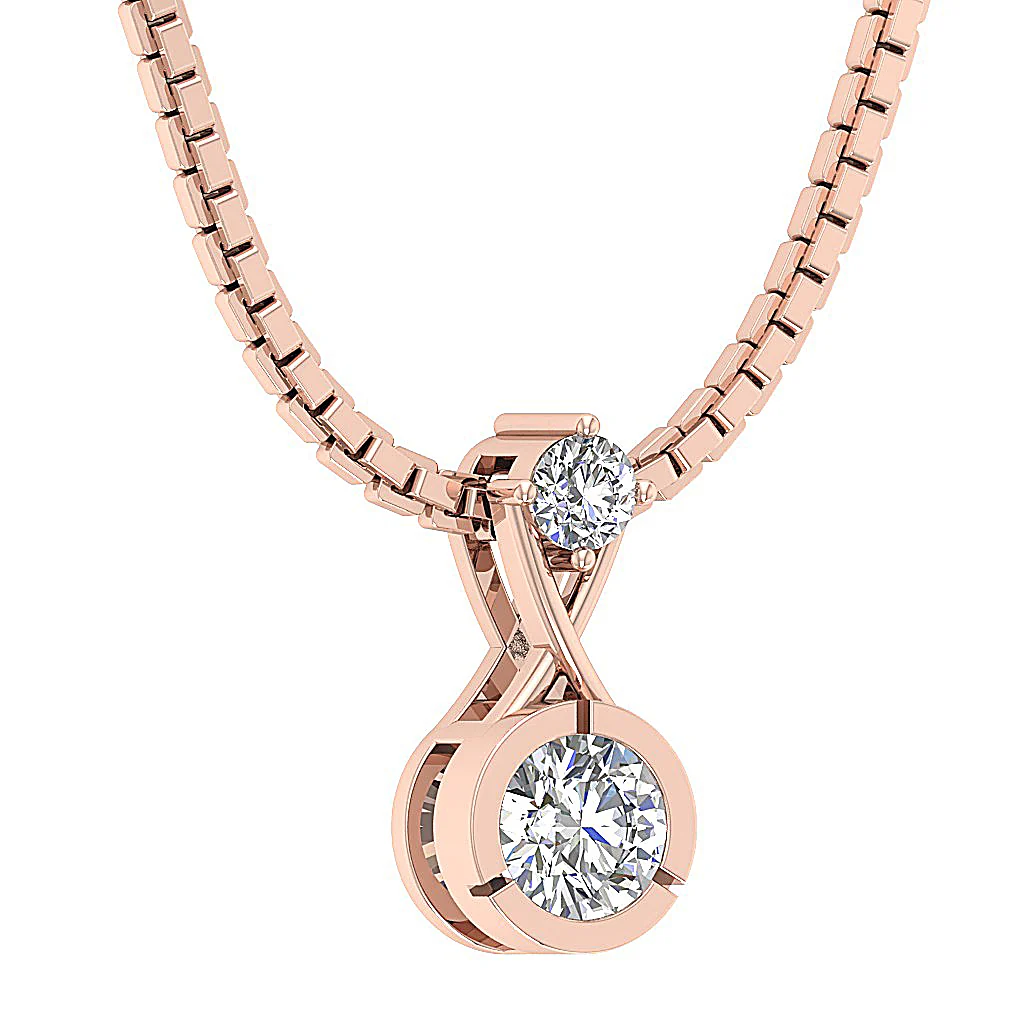 The Elijah Solitaire Round Cut Diamond Fashion Pendant 14k White Yellow Rose Gold - Image 6