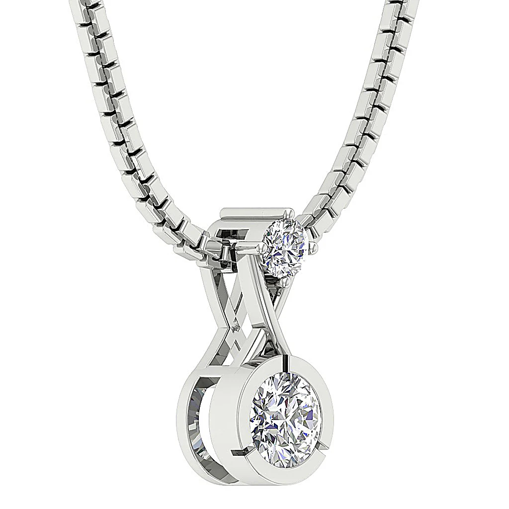 The Elijah Solitaire Round Cut Diamond Fashion Pendant 14k White Yellow Rose Gold - Image 7