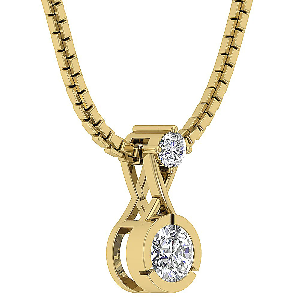 The Elijah Solitaire Round Cut Diamond Fashion Pendant 14k White Yellow Rose Gold - Image 8