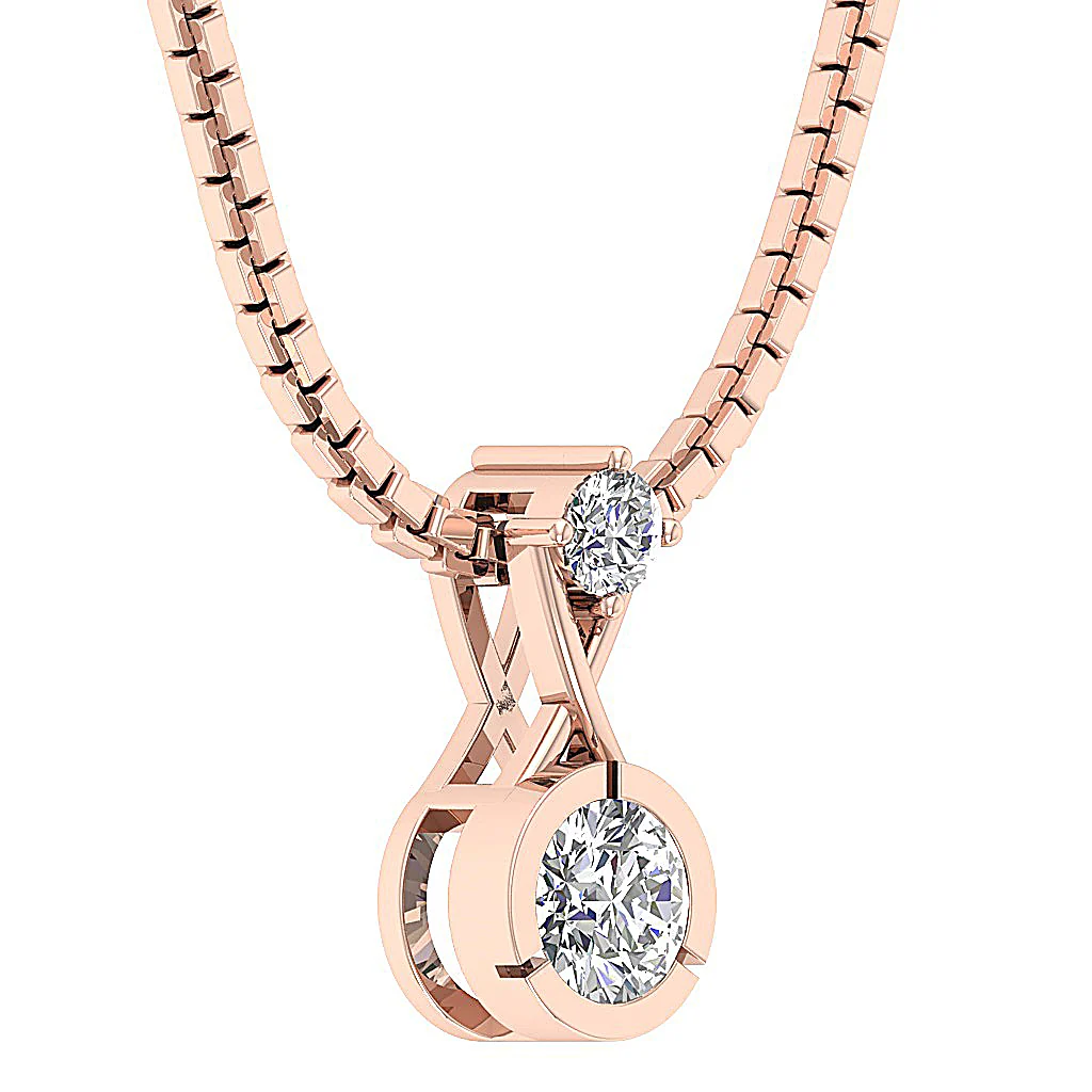 The Elijah Solitaire Round Cut Diamond Fashion Pendant 14k White Yellow Rose Gold - Image 9