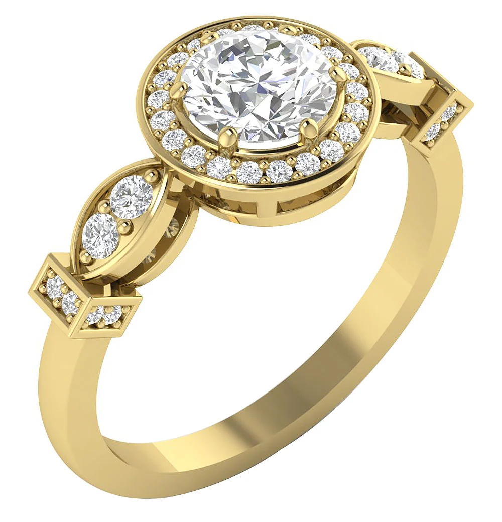 The Eliseo Natural Diamond Halo Solitaire Anniversary Ring 14k Solid Gold Prong Set - Image 2