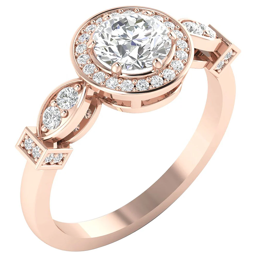The Eliseo Natural Diamond Halo Solitaire Anniversary Ring 14k Solid Gold Prong Set - Image 4