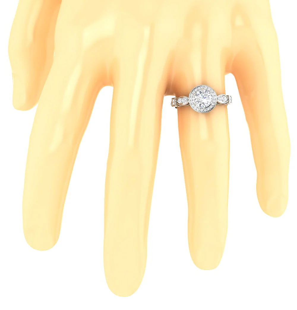 The Eliseo Natural Diamond Halo Solitaire Anniversary Ring 14k Solid Gold Prong Set - Image 7