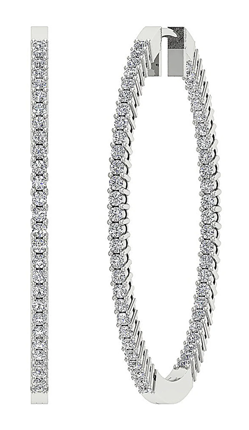 The Elizabeth Inside Out Natural Diamond Pave Set Hoops Earrings Yellow Gold - Image 5