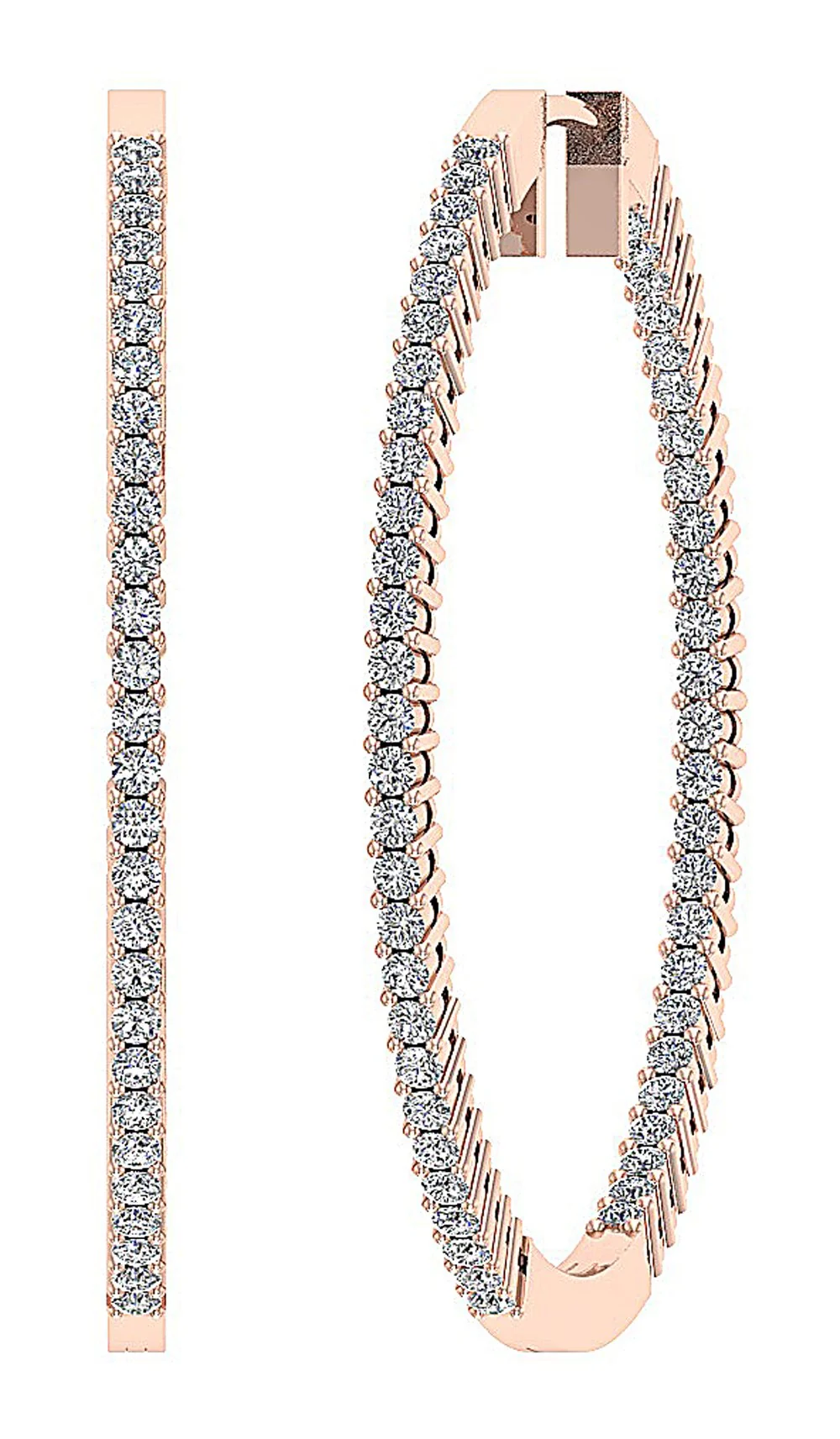 The Elizabeth Inside Out Natural Diamond Pave Set Hoops Earrings Yellow Gold - Image 6