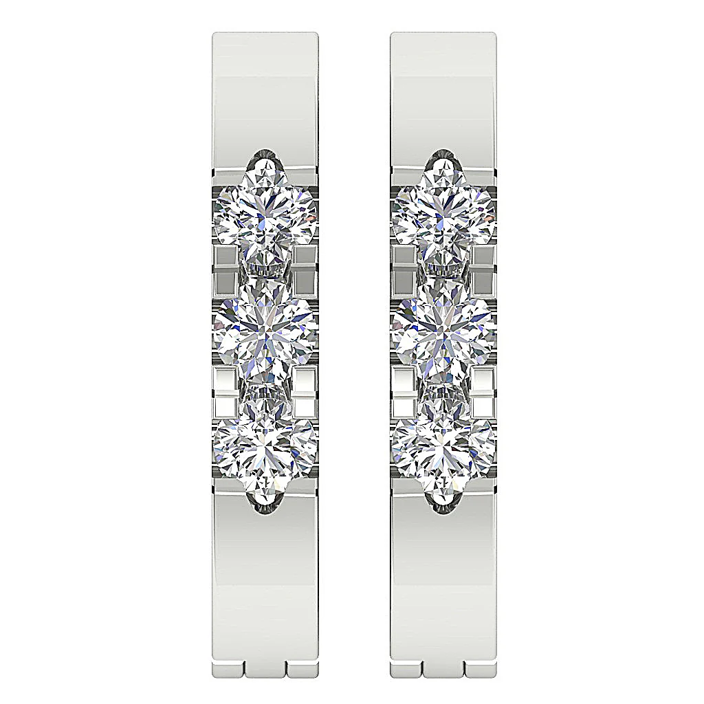 The Elliot Round Brilliant Cut Diamond Hoop Earring White Yellow Rose Gold - Image 4