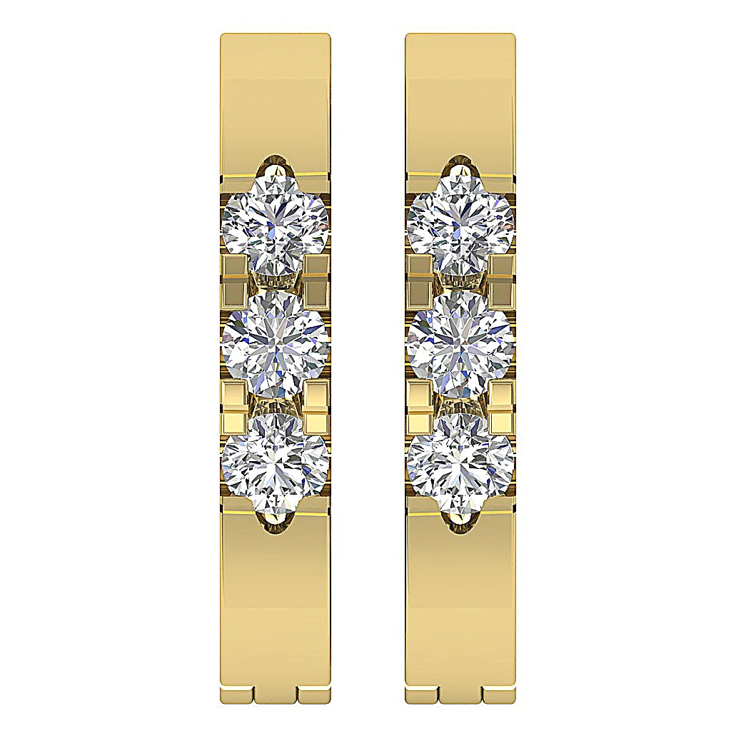 The Elliot Round Brilliant Cut Diamond Hoop Earring White Yellow Rose Gold - Image 5
