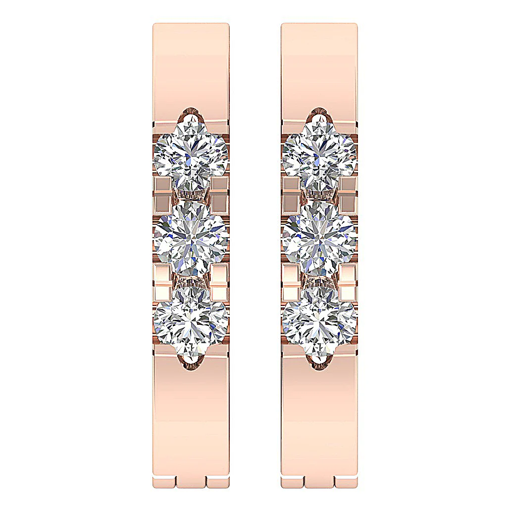 The Elliot Round Brilliant Cut Diamond Hoop Earring White Yellow Rose Gold - Image 6