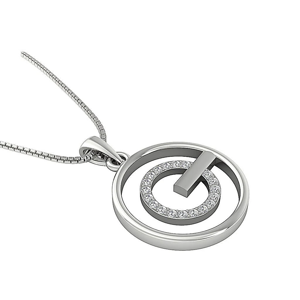 The Elliot Natural Diamond 14K Solid Gold 1.00 inch Circle Pendant Prong Set - Image 4