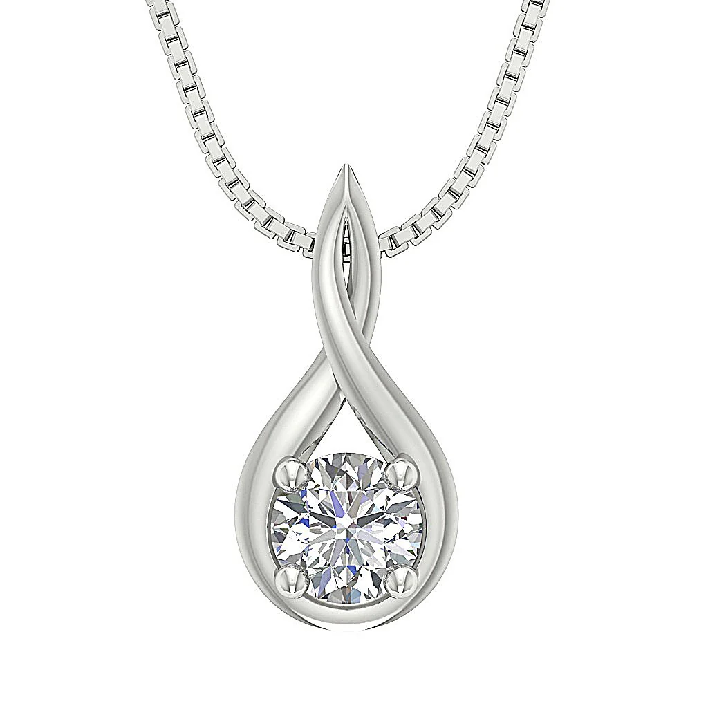 I1/SI1 G 0.80 Carat Round Cut Diamond 14k/18k Yellow Gold Designer Solitaire Pendant Necklace - Image 6