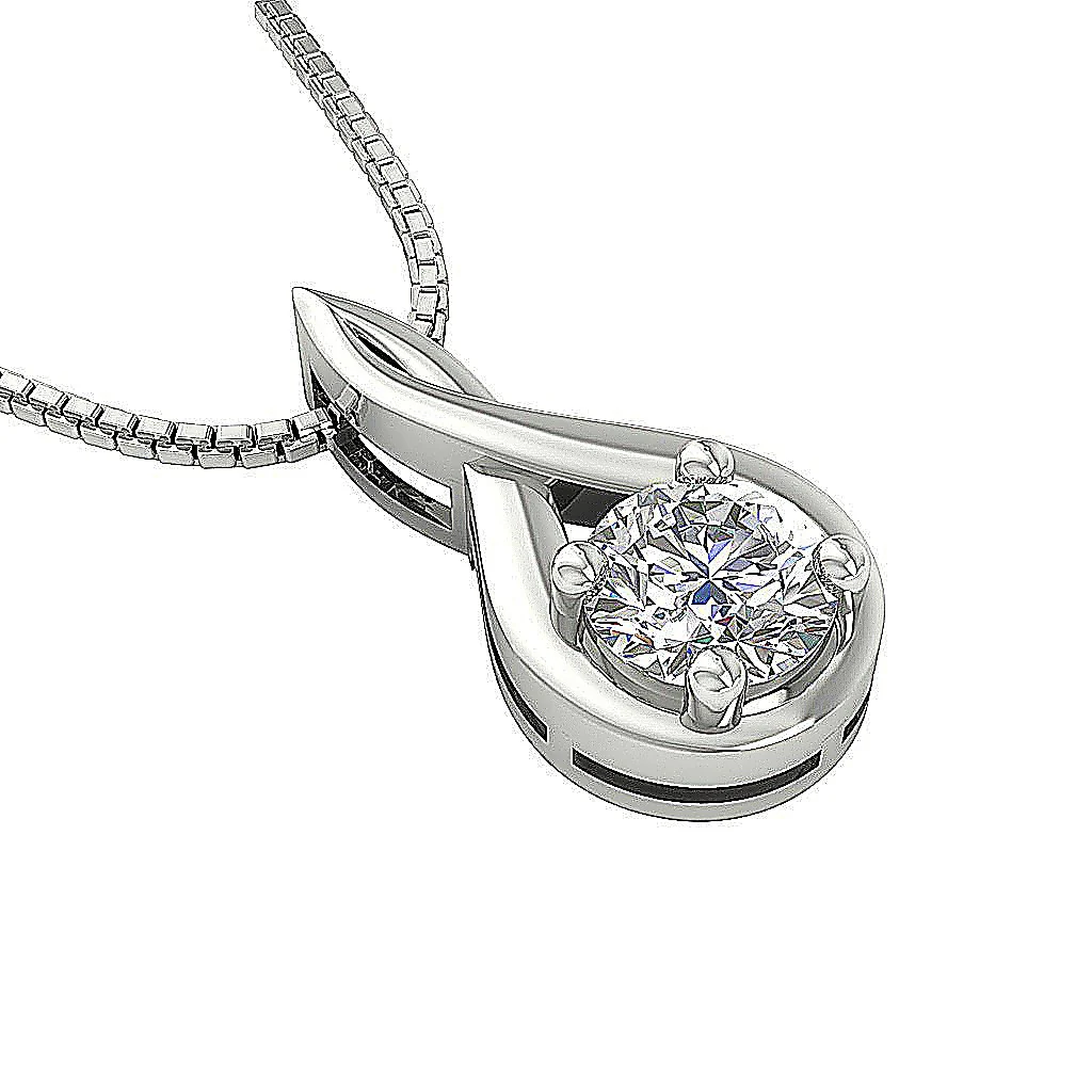 I1/SI1 G 0.80 Carat Round Cut Diamond 14k/18k Yellow Gold Designer Solitaire Pendant Necklace - Image 4