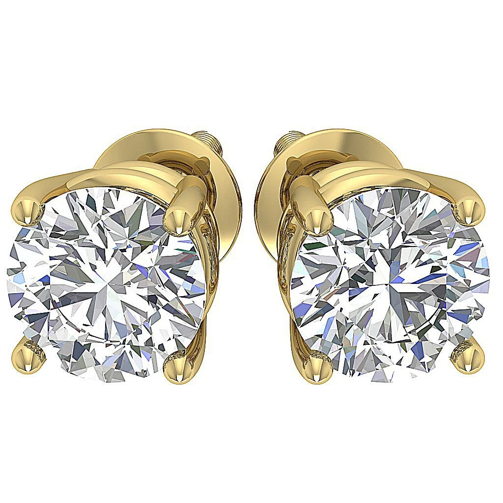 I1 G 1.60Ct Excellent Solitaire Stud Earring For Her Natural Diamond 14K Gold Screw Back - Image 3