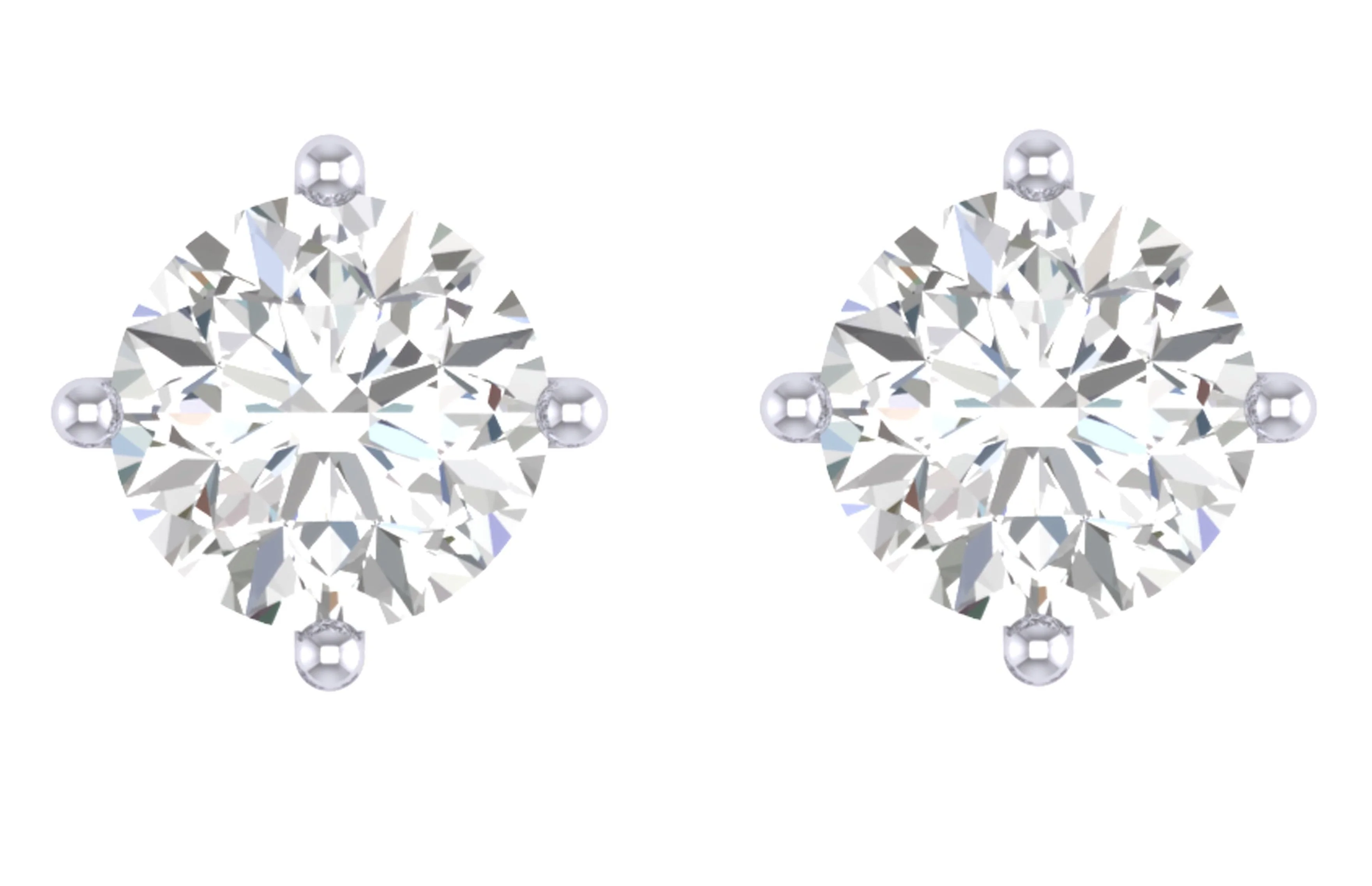 SI1 G 0.80Ct Solitaire Round Diamond Stud Earring 4 Prong Set White Gold - Image 3