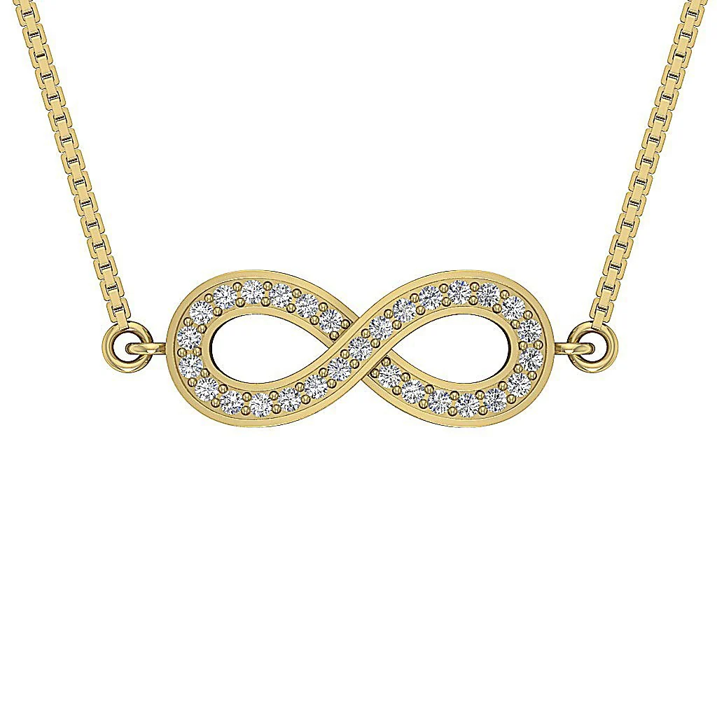 The Emerson I1 /SI1 G Round Diamond Prong Set Infinity Fashion Pendant 14k Solid Gold - Image 3