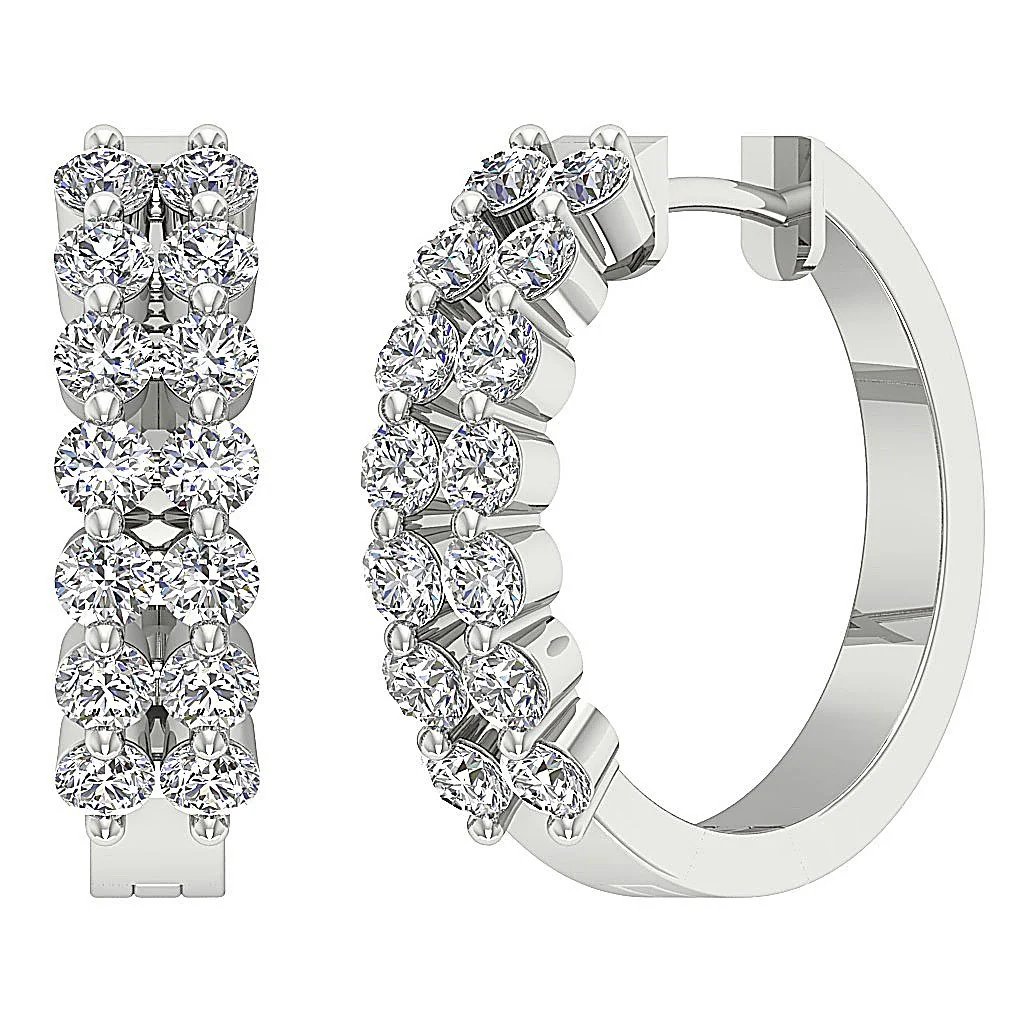The Emiliano Excellent Hoop Earring Genuine Diamond 14K Solid Yellow Gold - Image 3