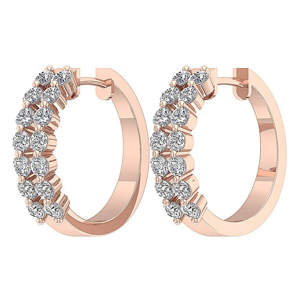 The Emiliano Excellent Hoop Earring Genuine Diamond 14K Solid Yellow Gold - Image 4