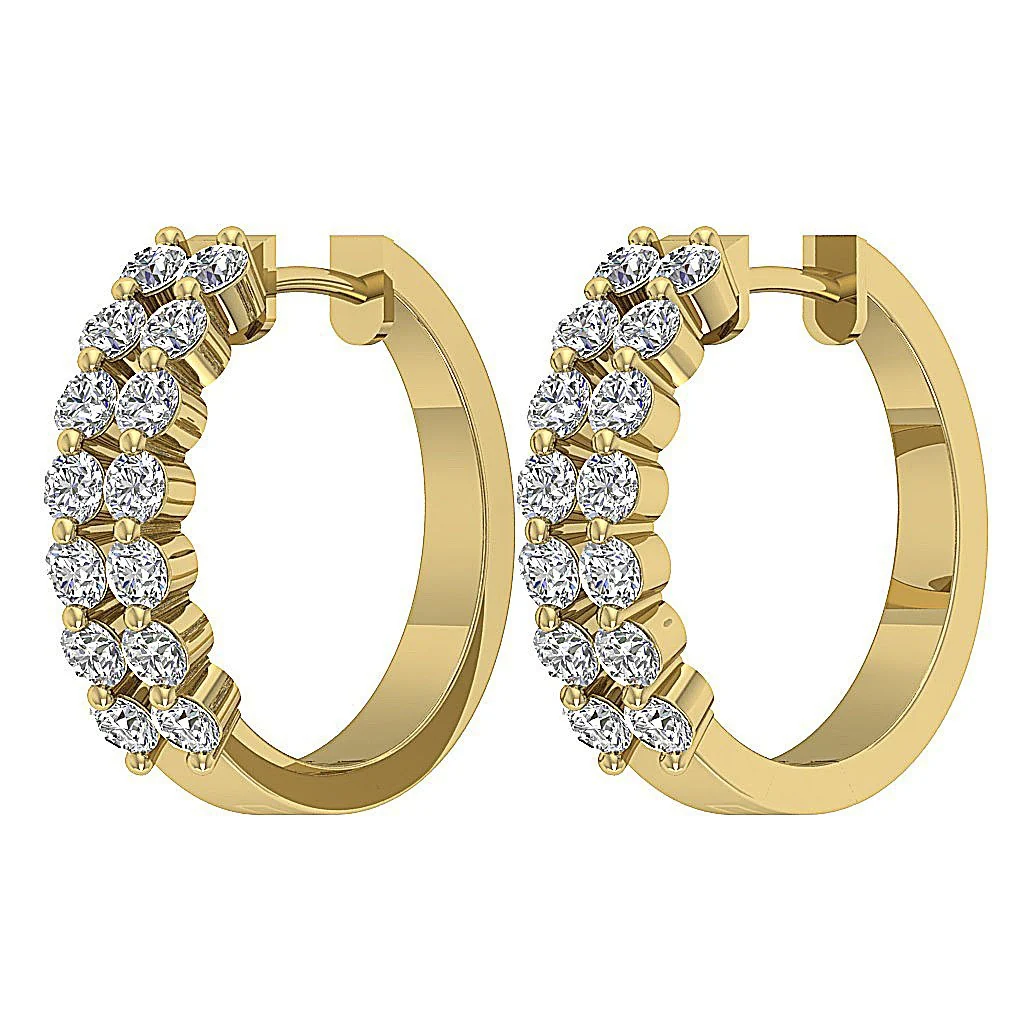 The Emiliano Excellent Hoop Earring Genuine Diamond 14K Solid Yellow Gold - Image 7
