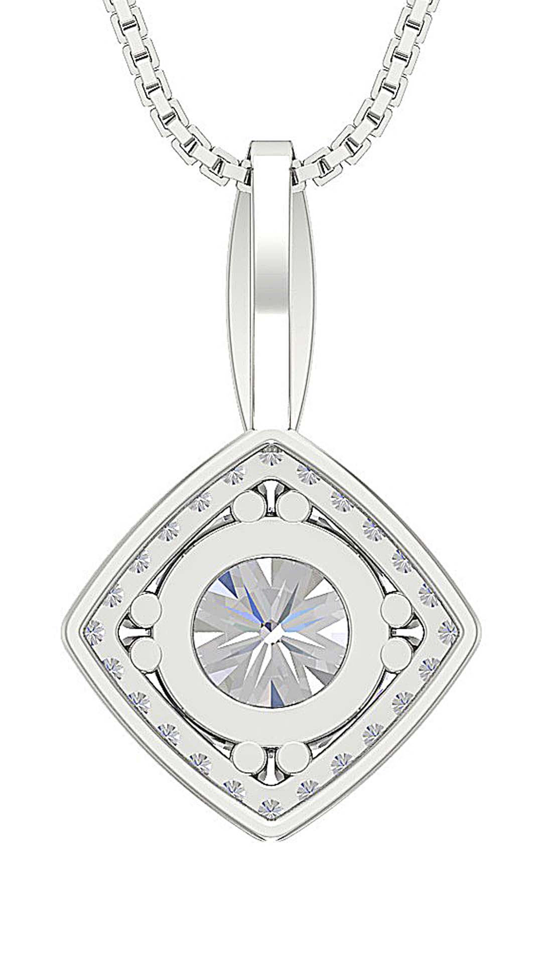 The Emiliano 2 Carat Center Solitaire Round Diamond Square Halo 2.35 Carat Cluster Pendant Necklace - Image 6