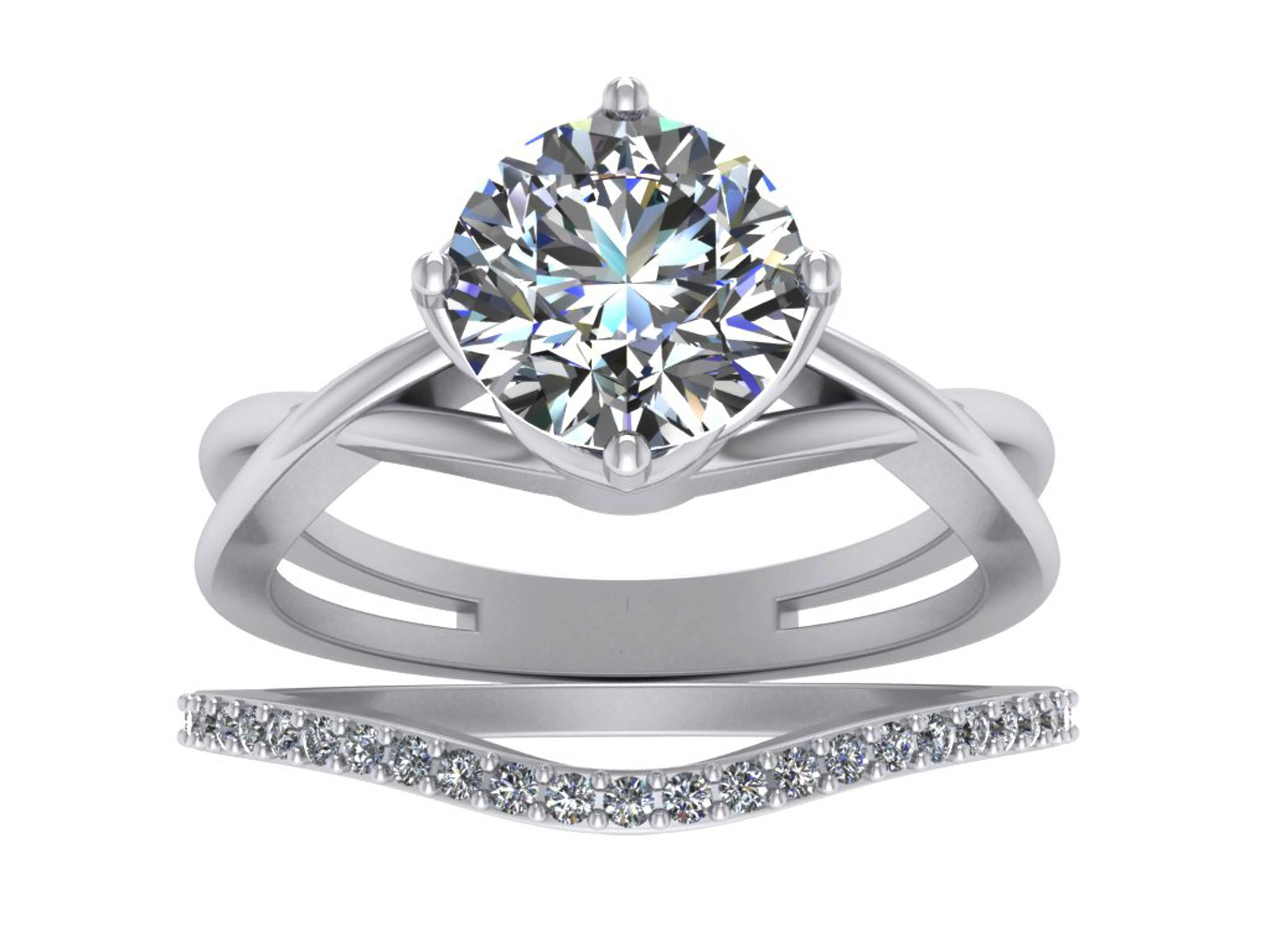 The Emiliano 1.10 Carat Center Solitaire Round Diamond Bridal Engagement Ring Set Band - Image 7