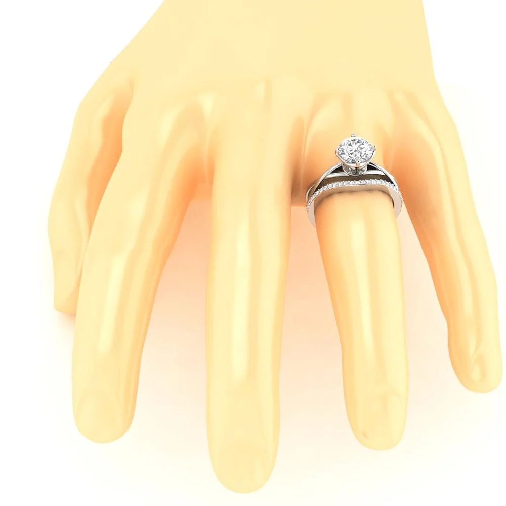 The Emiliano 1.10 Carat Center Solitaire Round Diamond Bridal Engagement Ring Set Band - Image 9