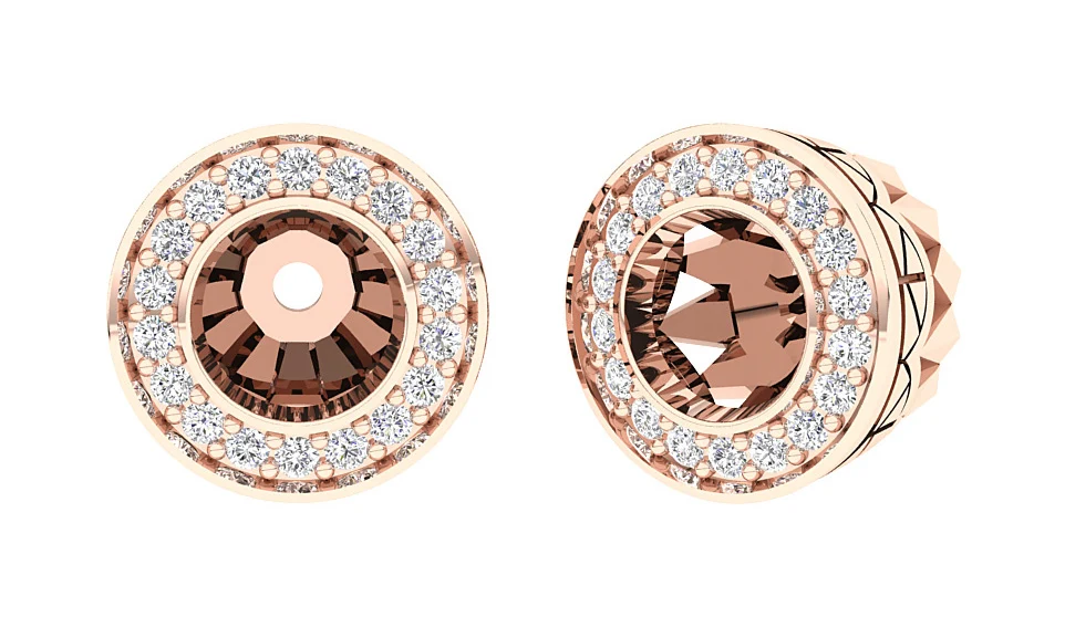 The Emma Round Diamond Prong Set Removable Jacket Earring For Her 14K Gold - Image 3