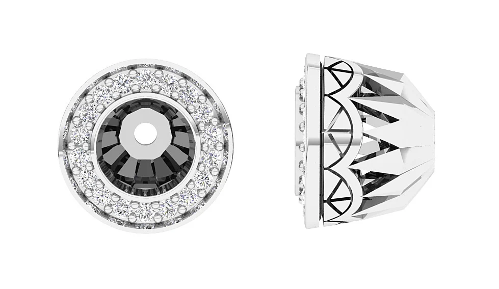 The Emma Round Diamond Prong Set Removable Jacket Earring For Her 14K Gold - Image 6