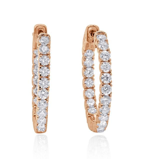 The Emmett Inside Outside Round Brilliant Cut Diamond Hoops Earring 14K Gold - Image 4