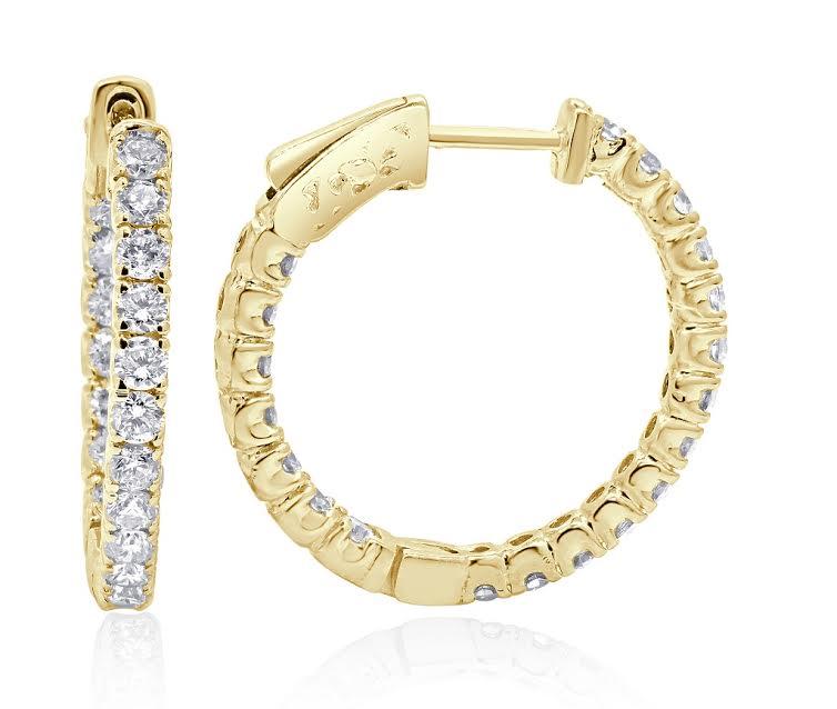 The Emmett Inside Outside Round Brilliant Cut Diamond Hoops Earring 14K Gold - Image 5