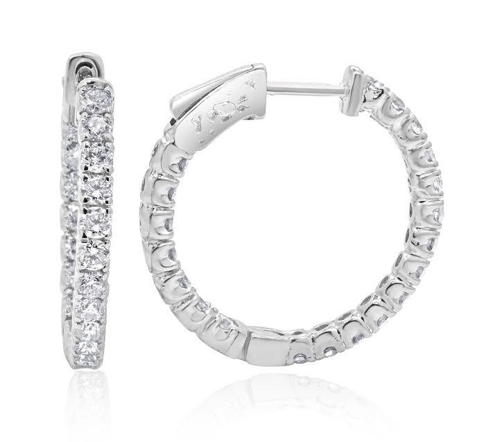 The Emmett Inside Outside Round Brilliant Cut Diamond Hoops Earring 14K Gold - Image 6